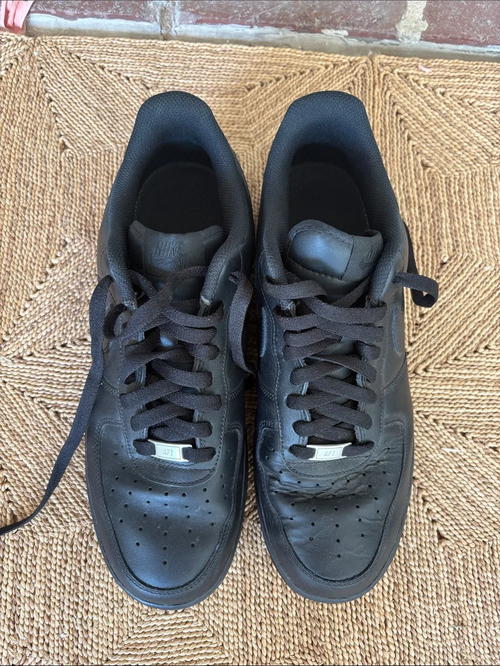 Men's Air Force 1 Matte Black Low-Top Lace-Up Sneakers